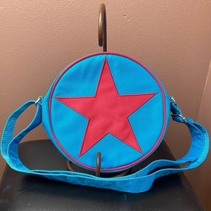 Scott Pilgrim Ramona Flowers purse. Blue and Pink.